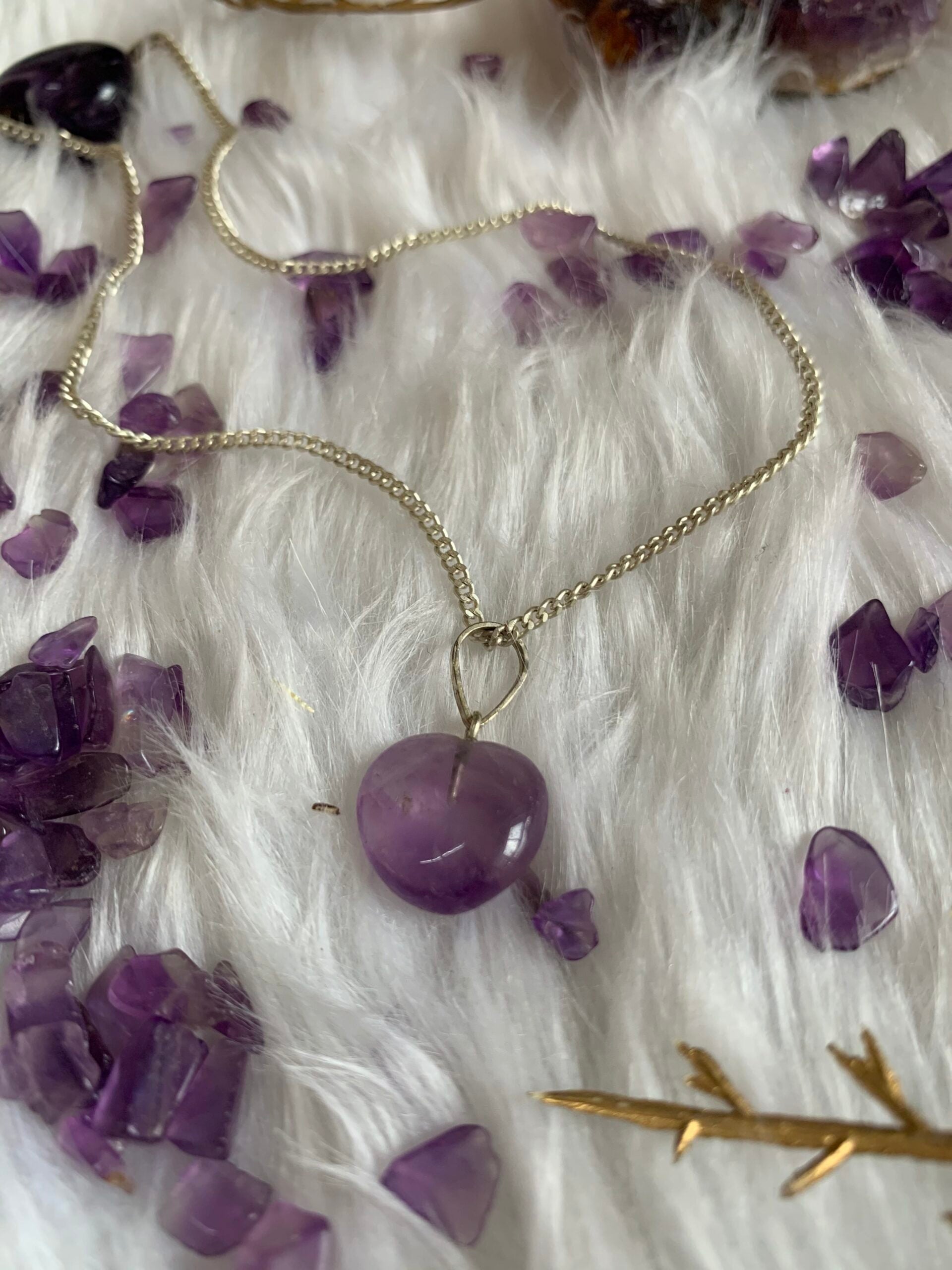 Amethyst Heart Pendant for Stress & Anxiety