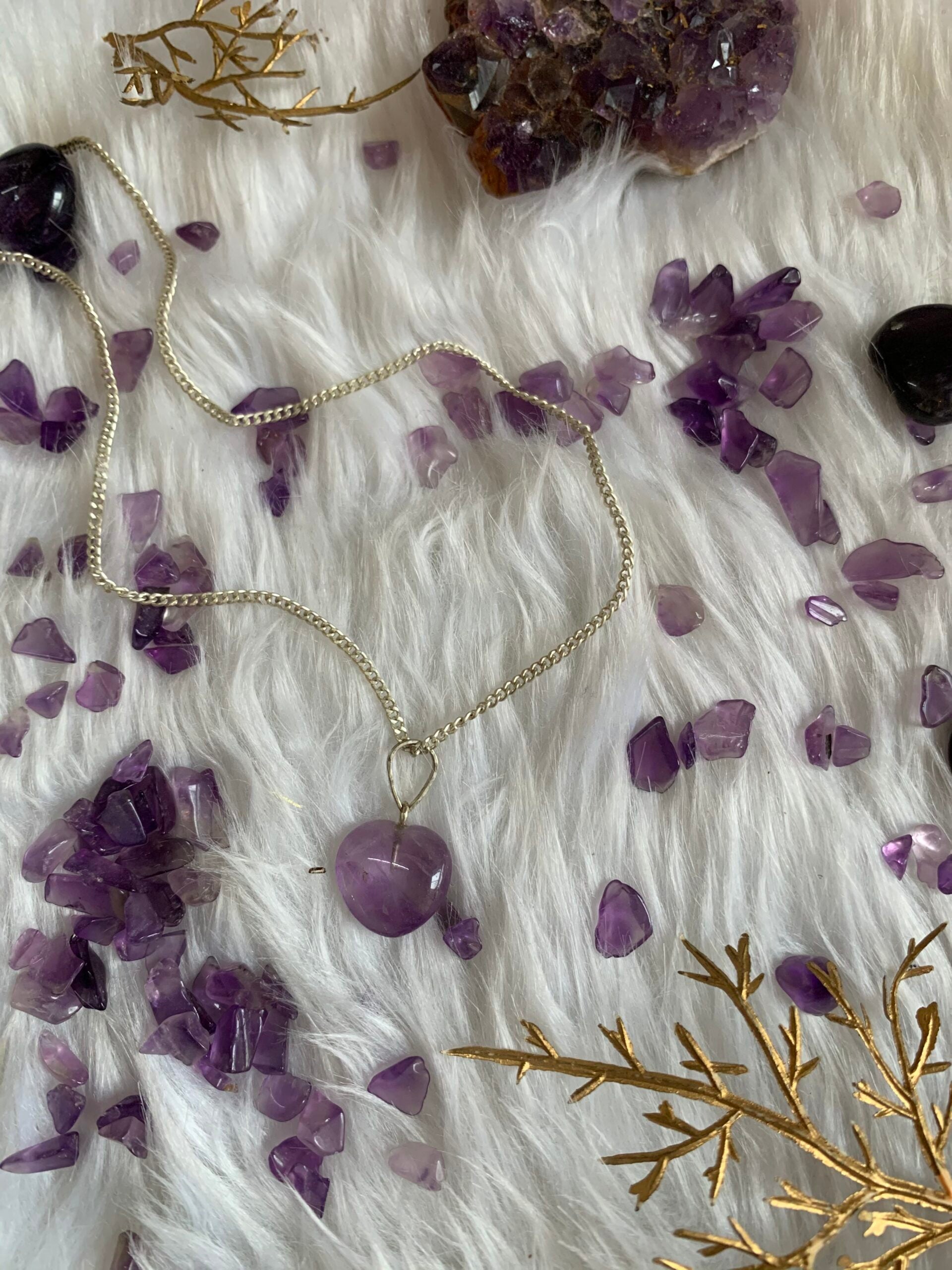 Amethyst Heart Pendant for Stress & Anxiety