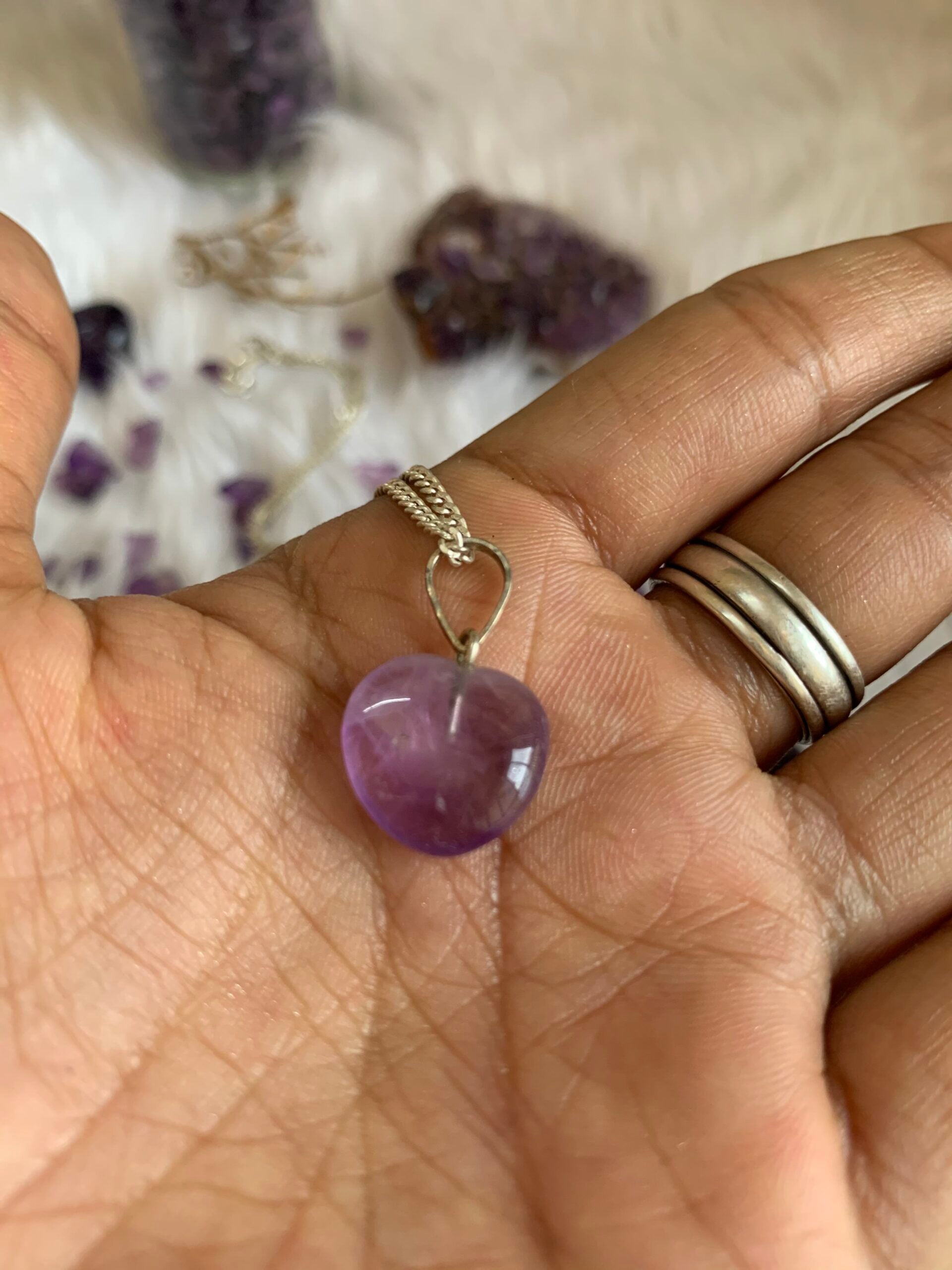 Amethyst Heart Pendant for Stress & Anxiety