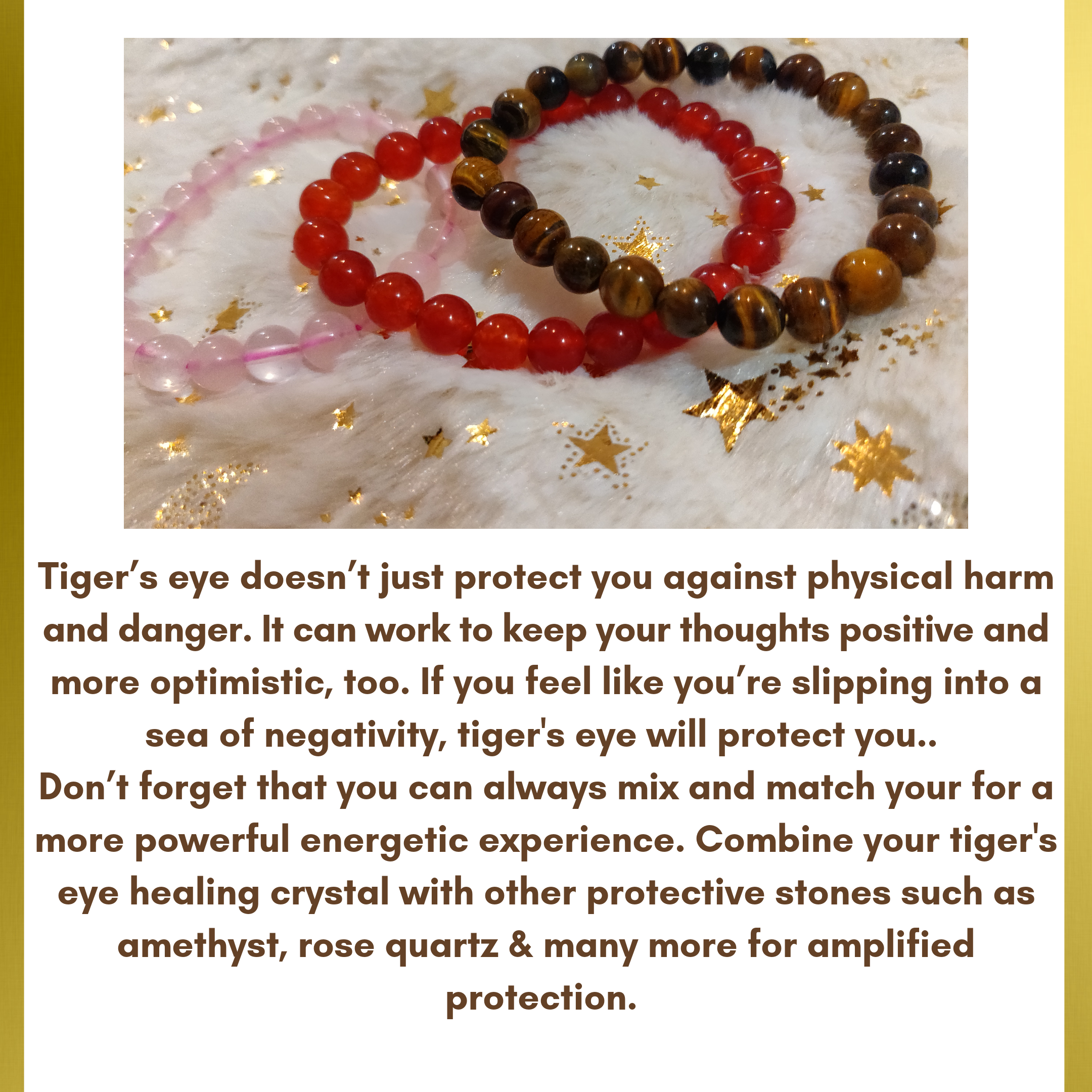 Tiger Eye Healing Crystal Bracelet for Focus, Communication, & Studies