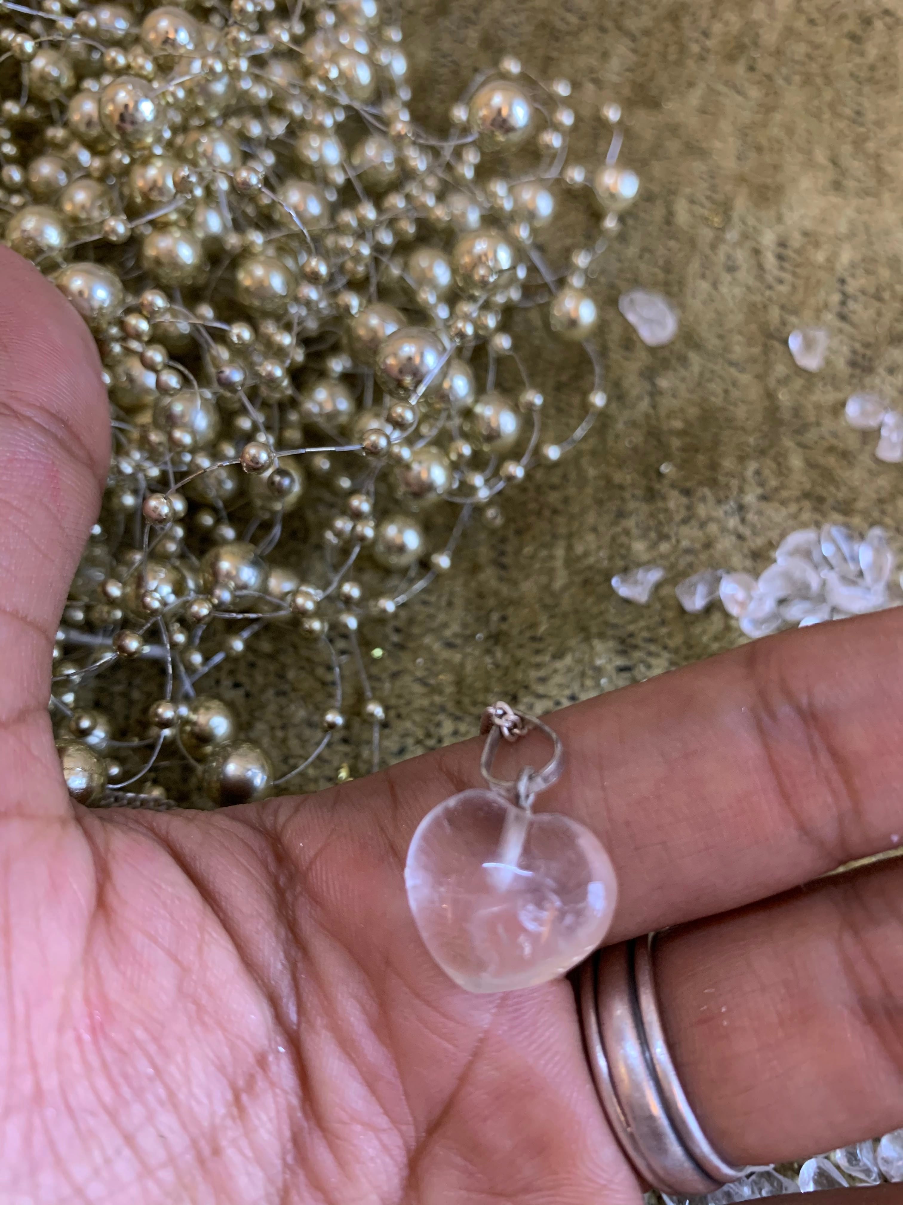 Clear Quartz Heart Pendant for Concentration & Confidence