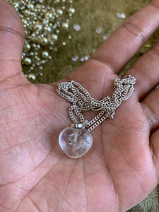 Clear Quartz Heart Pendant for Concentration & Confidence