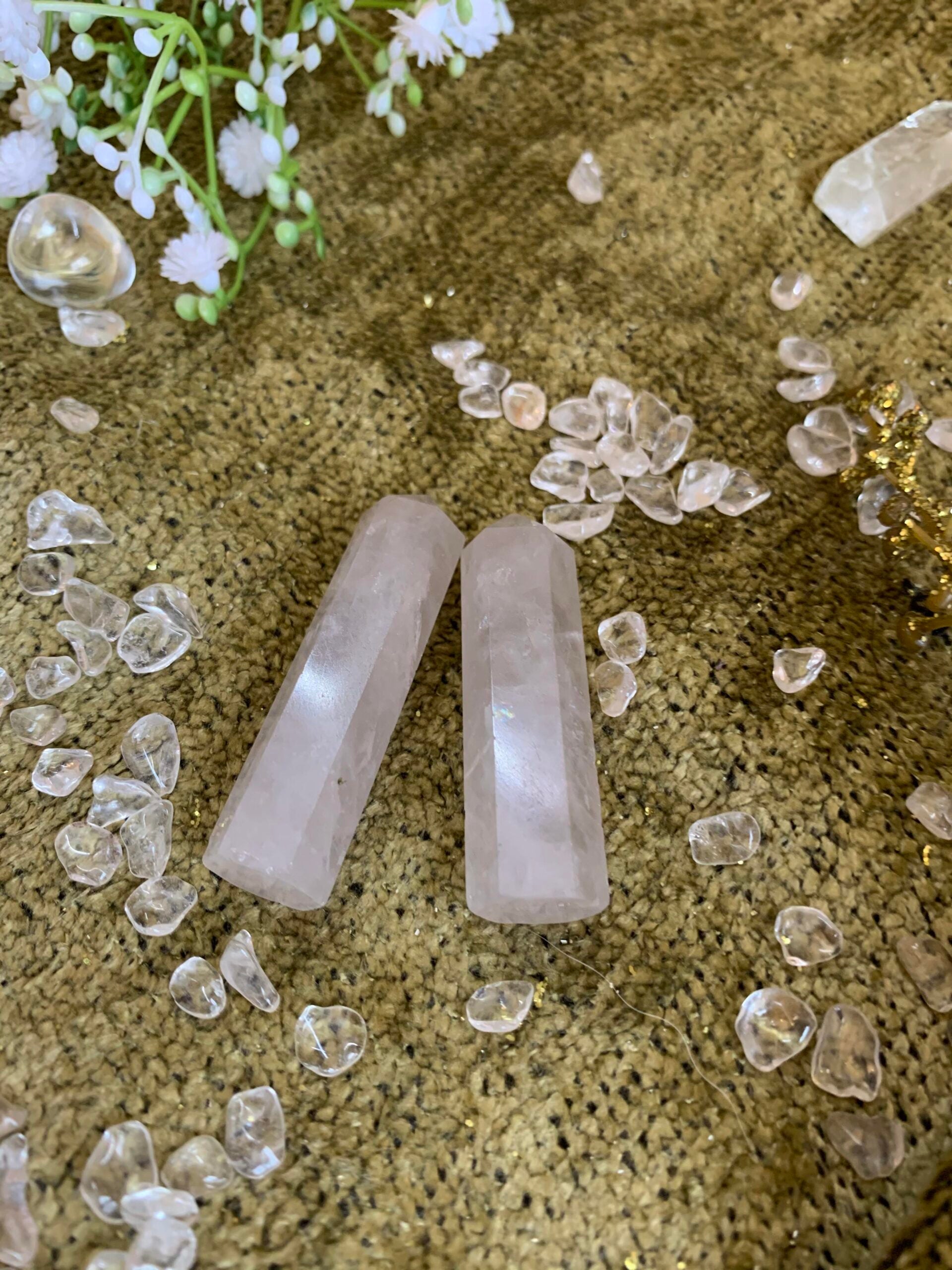 Rose Quartz Crystal Pencil Set of 2 for Love