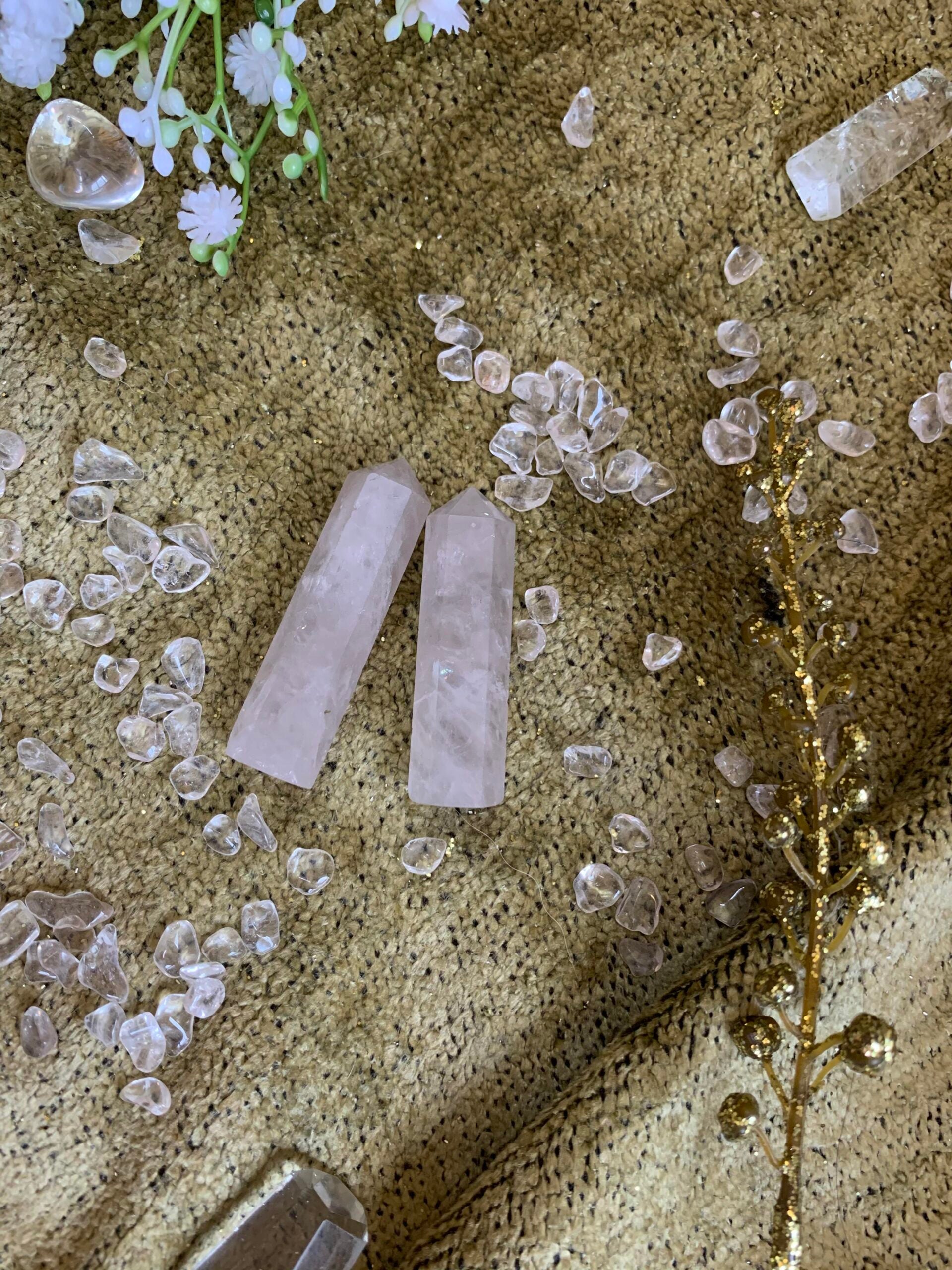 Rose Quartz Crystal Pencil Set of 2 for Love